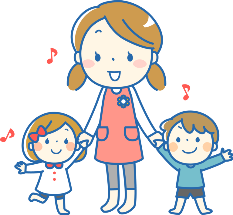 先生と幼児のイラスト